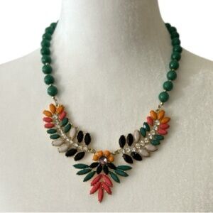 Multi Color Vibrant Rhinestone Bib Boho Art Deco Statement Necklace